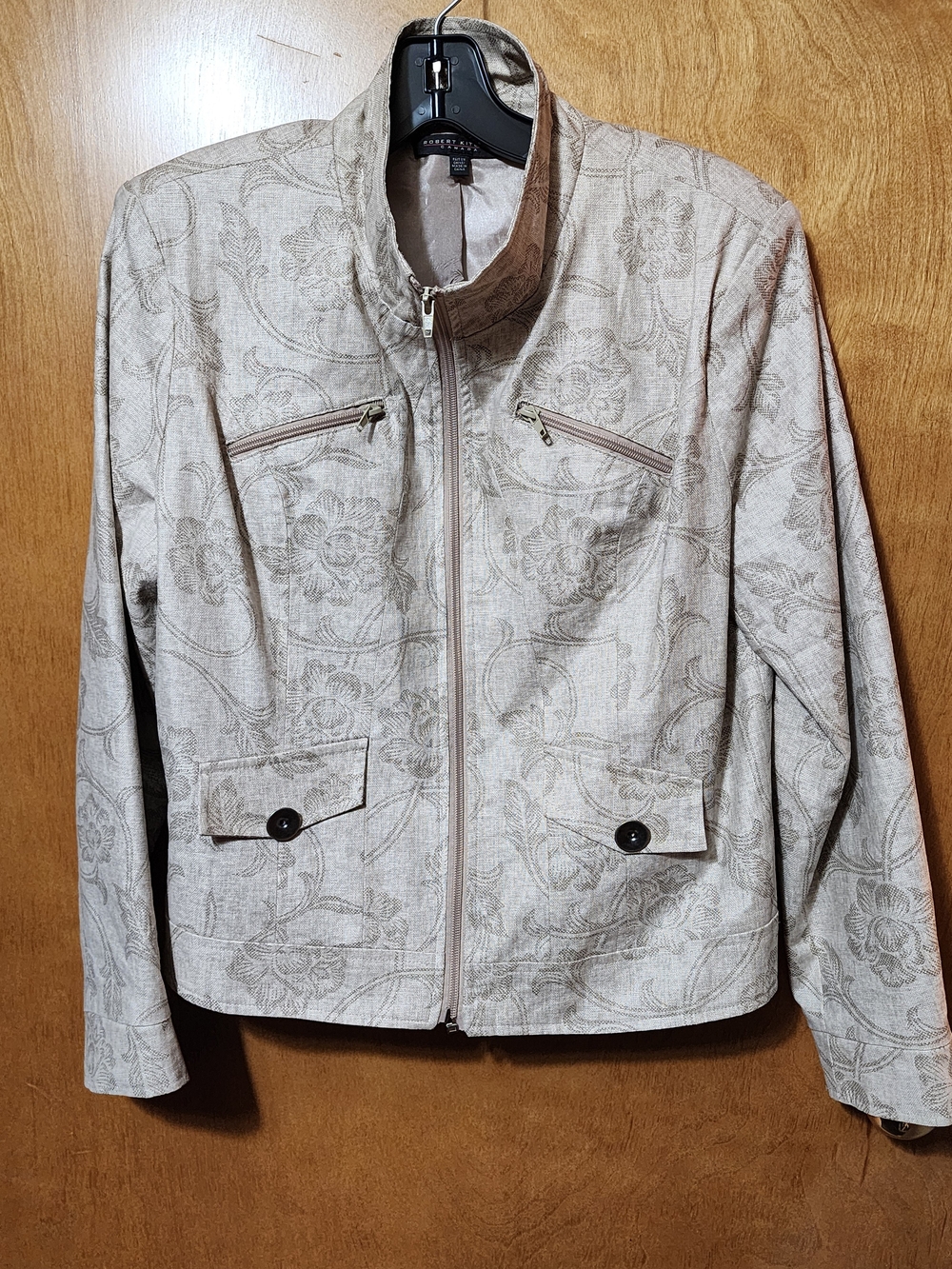 Robert Kitchen Canada Floral Brocade Zip Up Jacket Women's Size M